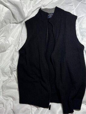 Allen Solly Cashmere Men's Black Zip-Front Knit Sweater Vest